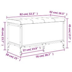 Vidaxl barna tölgy színű szerelt fa tárolópad 82 x 42 x 45 cm 835146