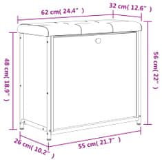 Vidaxl fekete cipőpad lehajtható fiókkal 62x32x56 cm 835117