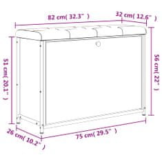 Vidaxl fekete cipőpad lehajtható fiókkal 82x32x56 cm 835122