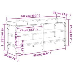 Greatstore barna tölgy színű szerelt fa cipőtároló pad 102 x 32 x 47 cm