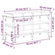 Greatstore füstös tölgy színű szerelt fa cipőtároló pad 82 x 32 x 47 cm