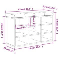 Vidaxl fehér szerelt fa cipőtároló pad 82 x 32 x 50 cm 835103