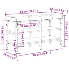 Greatstore szürke sonoma színű szerelt fa cipőtároló pad 82 x 32 x 47 cm