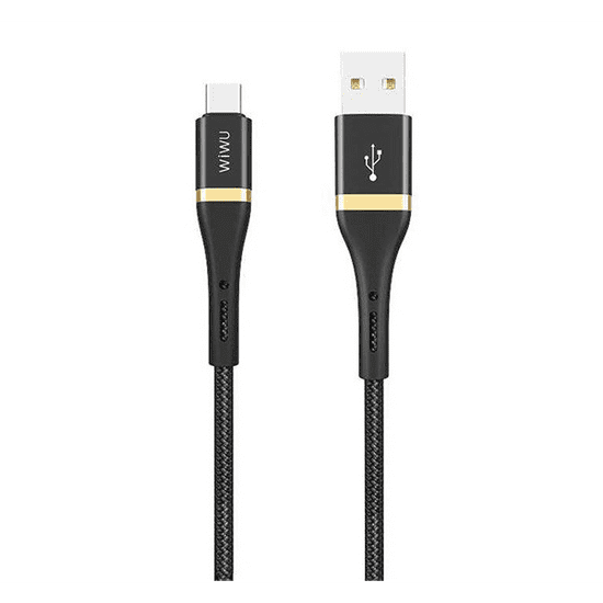 WiWU adatkábel és töltő (USB - Type-C, gyorstöltés támogatás, 300cm, törésgátló) FEKETE (ED-101_300) (ED-101_300)