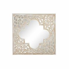 NEW Fali tükör DKD Home Decor Kristal Brown 90 x 3 x 90 cm Fehér Arabec fa MDF MDF csíkozva