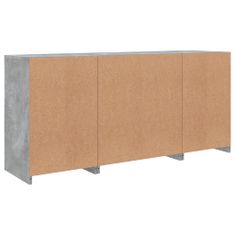 Greatstore betonszürke tálalószekrény LED-világítással 142,5 x 37 x 67 cm