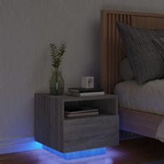 Greatstore szürke sonoma színű éjjeliszekrény LED-világítással 40x39x37 cm