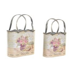 NEW Set lončkov DKD Home Decor Roza Kovina Aluminij Flori Shabby Chic 29 x 13 x 38,5 cm