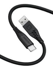SWISSTEN ADATKÁBEL SOFT SILICONE USB / USB-C 1,5 M 60W 71531010, fekete