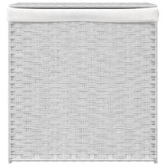 Greatstore fehér polyrattan szennyeskosár 2 rekesszel 53x33x57 cm