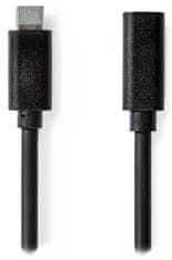 Nedis hosszabbítókábel USB 3.2 Gen 1/ USB-C dugó - USB-C aljzat/ kerek/ fekete/ ömlesztve/ 1m