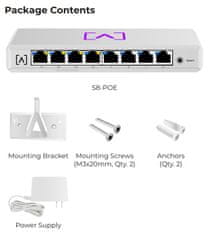 ALTA Switch 8 POE - 8x Gbit RJ45, 4x PoE 802.3at (PoE költségvetés 60W)