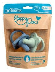 DR.BROWN'S Soother HappyPaci 0-6m 2db, kék/zöld (PS12008)