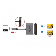 DELOCK USB Type-C adapter HDMI-hez és VGA-hoz 3.0 USB portal és PD-vel (64074) (64074)