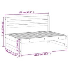 Vidaxl mézbarna kerti tömör fenyőfa középső kanapé 120 x 80 cm 825705