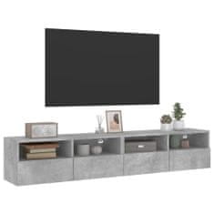 Greatstore 2 db betonszürke szerelt fa fali TV-szekrény 80 x 30 x 30 cm