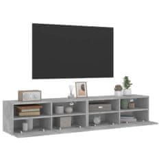 Greatstore 2 db betonszürke szerelt fa fali TV-szekrény 80 x 30 x 30 cm