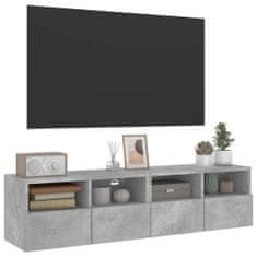 Greatstore 2 db betonszürke szerelt fa fali TV-szekrény 60x30x30 cm