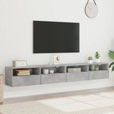 Greatstore 2 db betonszürke szerelt fa fali TV-szekrény 100x30x30 cm