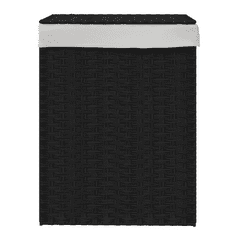 Vidaxl fekete polyrattan szennyeskosár fedéllel 46x33x60 cm (372032)