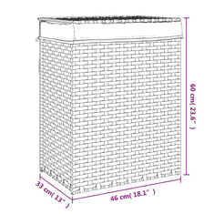 Vidaxl fekete polyrattan szennyeskosár fedéllel 46x33x60 cm (372032)