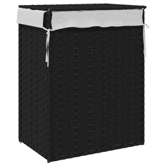 Vidaxl fekete polyrattan szennyeskosár fedéllel 46x33x60 cm (372032)