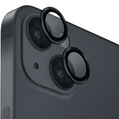 UNIQ Apple iPhone 14 / 14 Plus, Kamera lencsevédő fólia, ütésálló fólia, Tempered Glass (edzett üveg), alumínium keret, Optix, fekete (S67317)