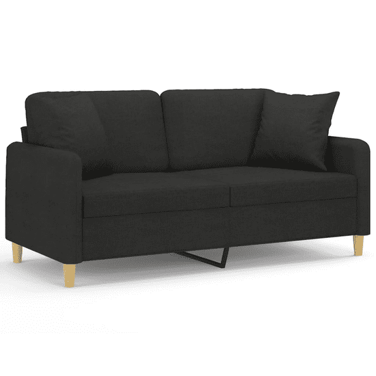 Vidaxl 2 személyes fekete szövet kanapé díszpárnákkal 140 cm (3200913)