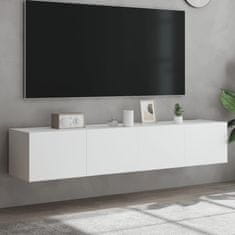 Greatstore 2 db fehér falra szerelhető TV-szekrény LED-del 60x35x31 cm