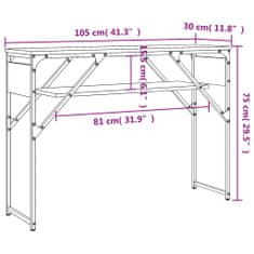 Vidaxl barna tölgyszínű szerelt fa tálalóasztal polccal 105x30x75 cm 837796