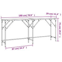 Vidaxl füstös tölgy színű szerelt fa tálalóasztal 180x29x75 cm 837764