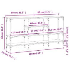 Vidaxl fekete szerelt fa tálalóasztal 160x29x80 cm 839063