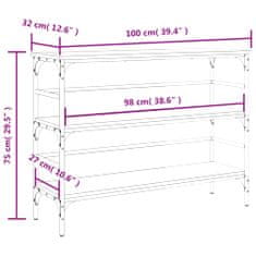 Vidaxl füstös tölgy színű szerelt fa tálalóasztal 100x32x75 cm 839050