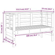 Greatstore szürke tömör fenyőfa kerti pad 111,5 x 53 x 71 cm