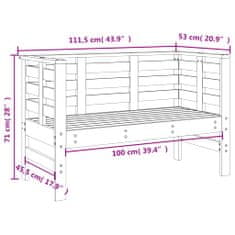 Greatstore fekete tömör fenyőfa kerti pad 111,5 x 53 x 71 cm