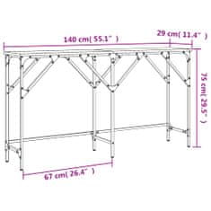 Vidaxl füstös tölgy színű szerelt fa tálalóasztal 140x29x75 cm 837759