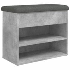 Greatstore betonszürke szerelt fa cipőtároló pad 62 x 32 x 50 cm