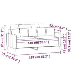 Vidaxl kétszemélyes kék bársony kanapé 140 cm 359312