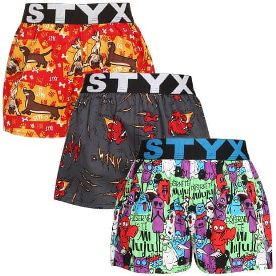 Styx 3PACK Gyermek klasszikus boxeralsó art sport gumi több színben (3BJ15245)