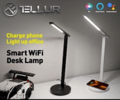 Tellur WiFi Smart Light asztali lámpa töltővel, fehér