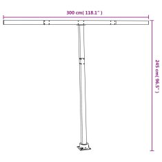 Vidaxl fehér vas napellenzőrúdszett 300 x 245 cm 315090