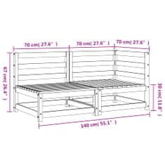 Vidaxl kétszemélyes tömör duglászfenyő kerti kanapé 837947