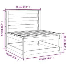 Greatstore impregnált fenyőfa karfa nélküli kerti kanapé 70 x 70 x 67 cm