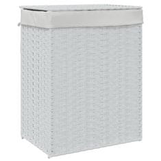 Greatstore fehér polyrattan szennyeskosár fedéllel 46x33x60 cm