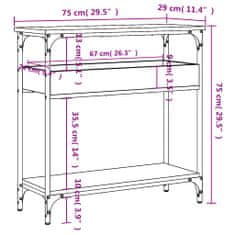 Vidaxl barna tölgyszínű szerelt fa tálalóasztal polccal 75x29x75 cm 837716