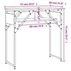 Vidaxl fekete szerelt fa tálalóasztal polccal 75x30x75 cm 837797