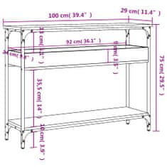 Vidaxl füstös tölgy színű szerelt fa tálalóasztal polccal 100x29x75 cm 837719