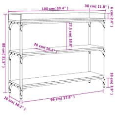 Vidaxl fekete tálalóasztal polcokkal 100 x 30 x 80 cm 837807