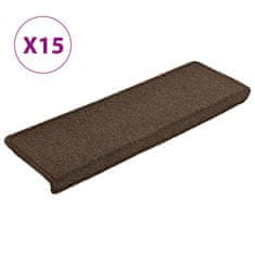 Vidaxl 15 db barna lépcsőszőnyeg 65x21x4 cm 134571