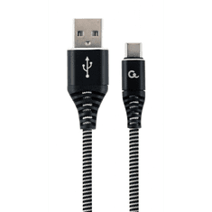 Gembird USB type-C - USB Type-A szövet borítású adat- és töltőkábel 2m fehér-fekete (CC-USB2B-AMCM-2M-BW) (CC-USB2B-AMCM-2M-BW)